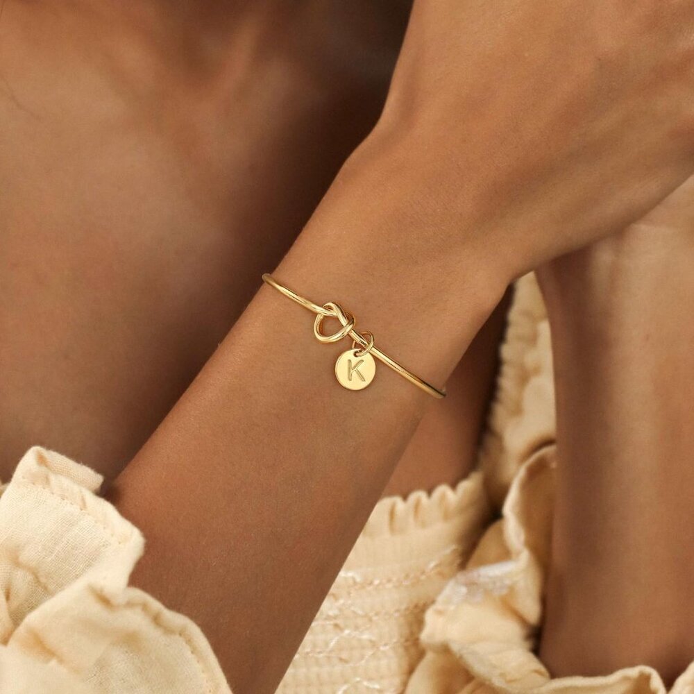 Initial Bracelets for Women - Dainty Knot Letter A-Z Initial Bracelet for Women, - Picture 2 of 7